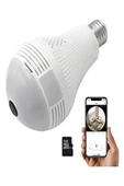 ULTRATEKNO Gerçek 1080P FHD Ampul Kamera Balık Gözü Lens 360° Panoramik Ev Güvenlik Kamerası + 32GB Hafıza Kart - 1