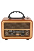 NNS Taşınabilir Nostaljik Fm Radyo Bluetooth Tf Kart Usb Destekli Ahşap Kasa Radyo - 1