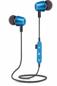 ULTRATEKNO Ms-t14 Hafıza Kartı Takılabilir Metal Bluetooth Kulak Içi Kulaklık Mavi - 1