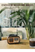 BAYINDIRELEKTRONİK Nostaljik Görünümlü Solar Panelden Şarj Olabilen Telefon Standlı FM Radyo Bluetooth Hoparlör - 8
