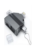 ULTRATEKNO ZR591 Iphone Type-c Micro Usb 7in1 Usb 3.0 Mouse Flash bellek Hafıza Kartı Otg Adaptör - 1