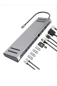 BAYINDIRELEKTRONİK 14 In 1 Macbook Uyumlu Type-C Hub USB 3.0-SD/TF-RJ45-HDMI-VGA-USB-C 60W Dönüştürücü - 1