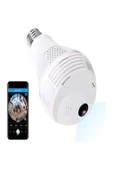 ULTRATEKNO Gerçek 1080P FHD Ampul Kamera Balık Gözü Lens 360° Panoramik Ev Güvenlik Kamerası + 32GB Hafıza Kart - 4