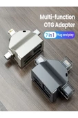 ULTRATEKNO ZR591 Iphone Type-c Micro Usb 7in1 Usb 3.0 Mouse Flash bellek Hafıza Kartı Otg Adaptör - 2