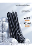 ULTRATEKNO 20.000 Mah Powerbank 22.5W Hızlı Şarj Taşınabilir Şarj Cihazı Çok Kablolu Dijital Göstergeli - 5