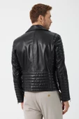 Biker Siyah Deri Mont - 6
