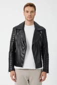 Biker Siyah Deri Mont - 2