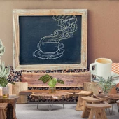 Kahve Bardağı Ve Çekirdeği Temalı Cafe Duvar Kağıdı Baskı thumbnail 1