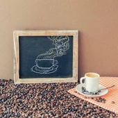 Kahve Bardağı Ve Çekirdeği Temalı Cafe Duvar Kağıdı Baskı thumbnail 5