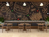 Hamburger Temalı Cafe Duvar Kağıdı Baskı thumbnail 4