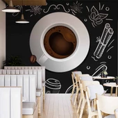 Kahve Desenli Cafe Duvar Kağıdı Baskı - 2