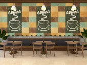 Kahve Temalı Ve Yazılı Cafe Duvar Kağıdı Baskı - 4