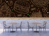 Hamburger Temalı Cafe Duvar Kağıdı Baskı thumbnail 3