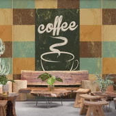 Kahve Temalı Ve Yazılı Cafe Duvar Kağıdı Baskı - 1