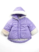 Özel Havalı Kürk Detaylı Puanlı Fermuar İçi Polarlı Kapüşonlu Kışlık İçi Peluş Kız Bebek Mont Şişme - 2