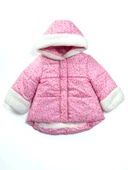 Özel Havalı Kürk Detaylı Puanlı Fermuar İçi Polarlı Kapüşonlu Kışlık İçi Peluş Kız Bebek Mont Şişme - 1