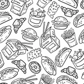 Fast-Food Desenli Cafe Duvar Kağıdı Baskı - 5