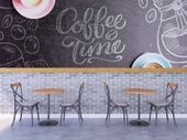Cafe Desenli-Yazılı Duvar Kağıdı Baskı - 3