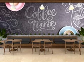 Cafe Desenli-Yazılı Duvar Kağıdı Baskı - 4