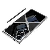 Galaxy S24 Ultra Kılıf Ultra İnce Kamera Korumalı PC + Deri Arka Yüzey  X-Pro Kapak - 7