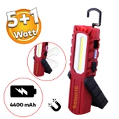 Mıknatıslı İş Lambası Led El Feneri Askılı Işıldak Kamp Lambası 5+1 W Şarjlı Gece Lambası 4400 mAh - 1