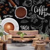 Fincan Ve Cezve Temalı Duvar Kağıdı Baskı thumbnail 1