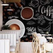 Fincan Ve Cezve Temalı Duvar Kağıdı Baskı thumbnail 2