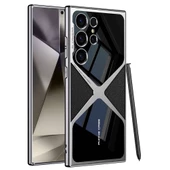 Galaxy S24 Ultra Kılıf Ultra İnce Kamera Korumalı PC + Deri Arka Yüzey  X-Pro Kapak - 1