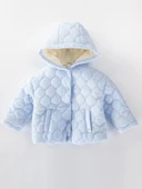 Havalı Kapitone Detaylı Düğmeli Cepli İçi Kürklü Kapüşonlu Kışlık İçi Peluş Kız Bebek Mont Şişme - 4