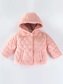 Havalı Kapitone Detaylı Düğmeli Cepli İçi Kürklü Kapüşonlu Kışlık İçi Peluş Kız Bebek Mont Şişme - 2