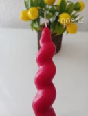 qosrix Kırmızı Italyan Burgulu Şamdan Soya Mumu Doğal Kokulu Çubuk Konik Burgu Spiral Mum Dekoratif 1 Adet thumbnail 2
