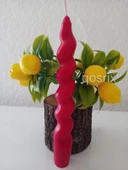 qosrix 3'lü Kırmızı Italyan Burgulu Şamdan Soya Mumu Doğal Kokulu Uzun Çubuk Konik Burgu Spiral Mum Dekoratif thumbnail 4