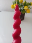 qosrix 4'lü Kırmızı Italyan Burgulu Şamdan Soya Mumu Doğal Kokulu Uzun Çubuk Konik Burgu Mum Spiral Dekoratif - 2