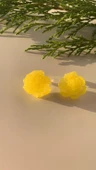 Parlak Güneş Sarısı Renkli Gül Rose Şekil Gold Sarı Aksesuarlı Epoksi Küpe El Yapımı Hediyelik - 3