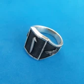 Elif ve Osmanlı Tuğralı Model 19 Mm. Iç Çapında 925 Ayar Erkek İthal Gümüş Yüzük - 1