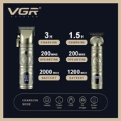 Vgr V-670 Metal saç kesim makinesi  profesyonel saç sakal berber seti - 4