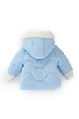 Trend Sevimli Kuzu Detaylı İçi Kürklü Fermuar Kapüşonlu Kışlık İçi Peluş Erkek Kız Bebek Mont Şişme - 5