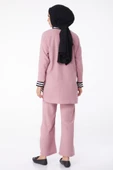 Düz Bisiklet Yaka Kadın Pembe Tunik Pantolon - 11321 - 5