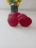 qosrix 5'li Kırmızı Mini Istiridye Deniz Kabuğu 1. Kalite Soya Doğal Vanilya Kokulu Mum Dekoratif - 1