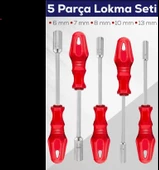 HON-RMS 5li Kırmızı Lokma Tornavida Seti  6mm 7mm  8mm  10mm  13mm - 2