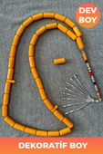 Dev Boy Dekoratif Nakkaş İmameli Sıkma Kehribar Tesbih - 2