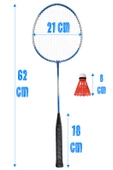 5'li Çantalı Set Badminton Raketi Seti 2 Raket + 2 Top + Çanta Amatör Çocuk-Genç Raket Top Seti 500 - 2