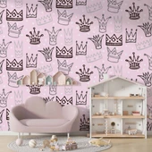 Kraliçe Tacı Temalı Çocuk Odası Duvar Kağıdı Baskı thumbnail 1