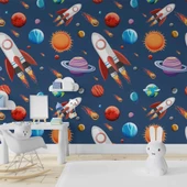 Uzay Desenli Duvar Kağıdı Baskı thumbnail 2