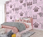 Kraliçe Tacı Temalı Çocuk Odası Duvar Kağıdı Baskı thumbnail 2