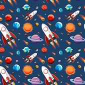 Uzay Desenli Duvar Kağıdı Baskı thumbnail 5