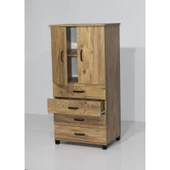 Buket 4 Çekmeceli Raflı Kapaklı Şifonyer 61x44x128 Demonte - 4