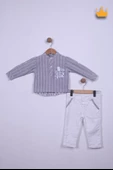 Babyhola Hakim Yaka Gömlek Kot Pantolon Erkek Bebek Çocuk Alt Üst Spor Takım Elbise 2141 - 1