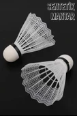 6 Adet Badminton Topu Semi-Pro Dengeli Hız Başlangıç Kutulu Mantar Kafa Deluxe Top Seti Beyaz 620 - 2