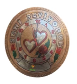 Bakır Duvar Saati Kişiye özel Seni Seviyorum Yazılı ikiz Kalpli Bakır Duvar Saati Özel El İşlemesi Bakır Duvar Saati Safir Çay Kazanları - 4